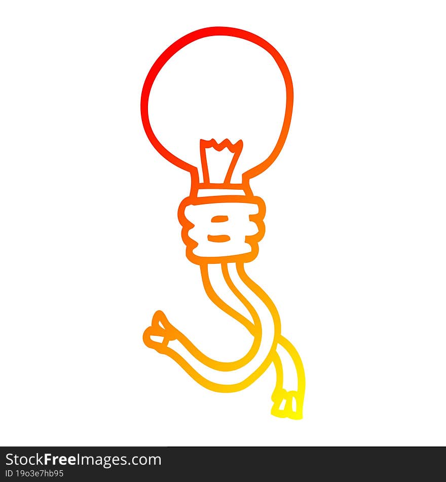 warm gradient line drawing cartoon glowing light bulb