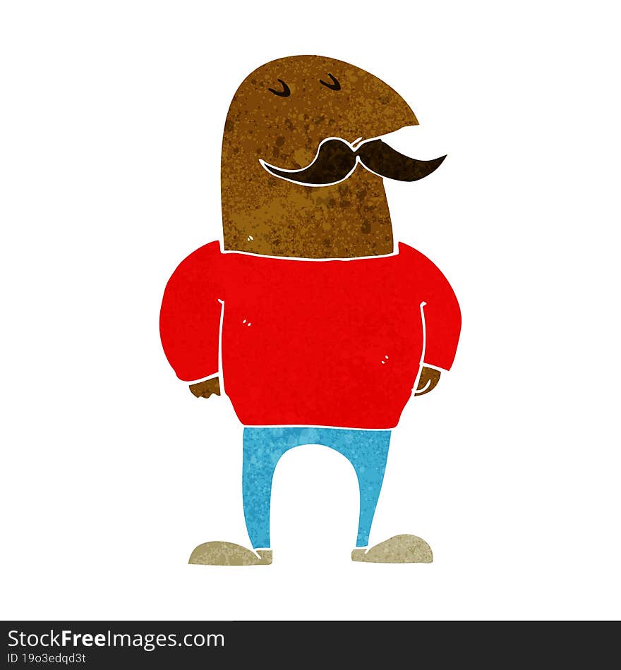 cartoon bald man with mustache