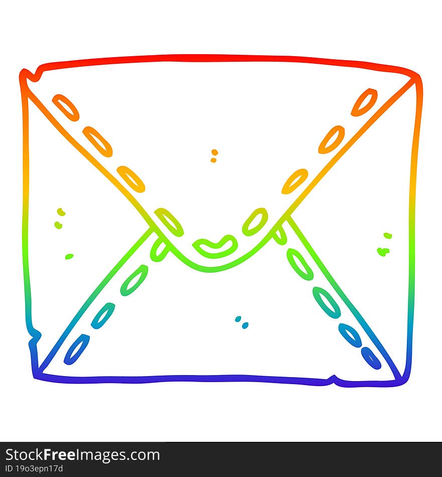 rainbow gradient line drawing of a cartoon letter