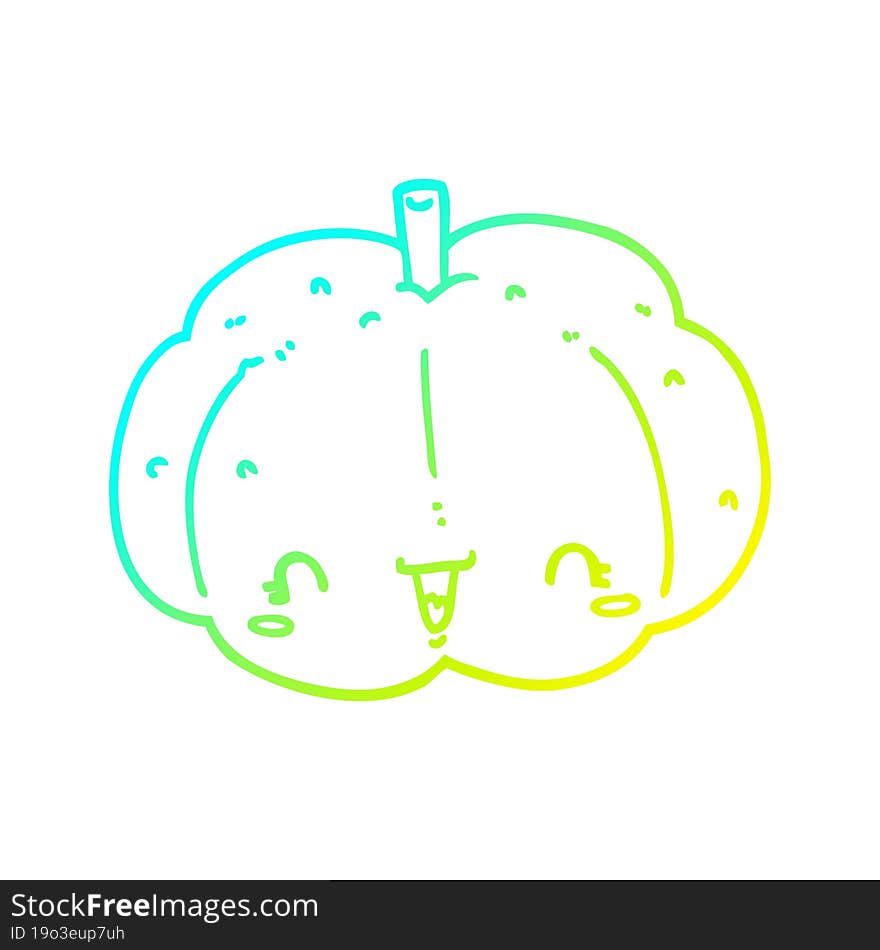 cold gradient line drawing cartoon pumpkin