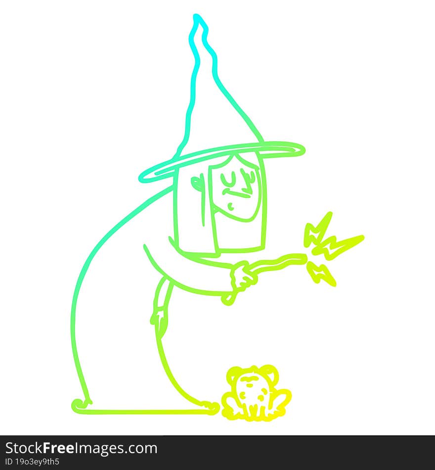 cold gradient line drawing cartoon witch