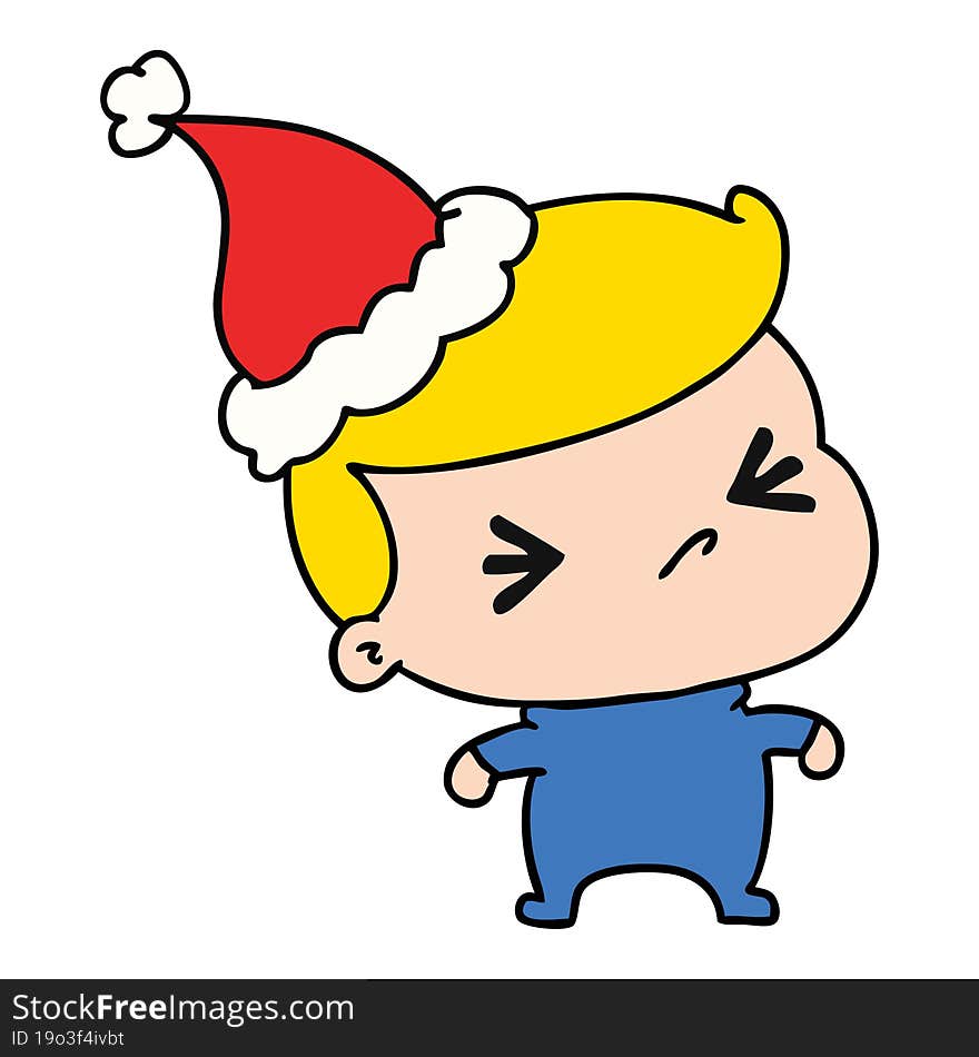 hand drawn christmas cartoon of kawaii boy