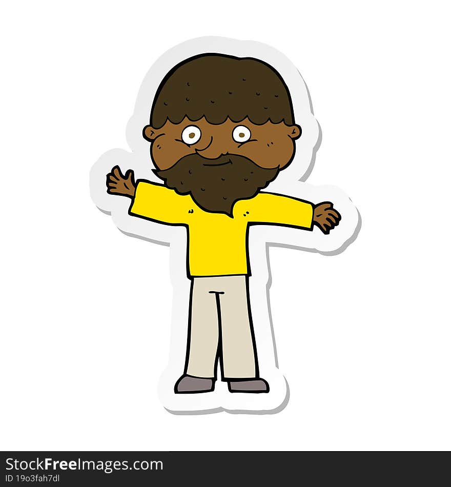 Sticker Of A Cartoon Happy Man With Beard