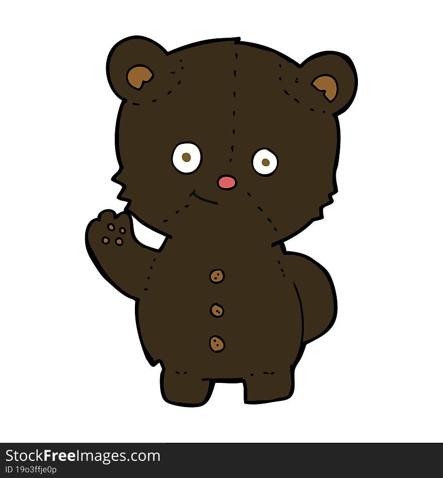 Cartoon Waving Black Bear Cub