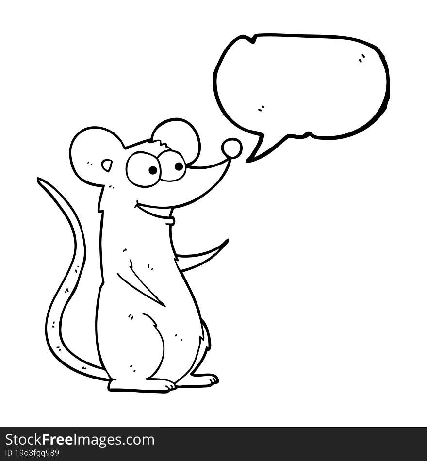 freehand drawn speech bubble cartoon happy mouse