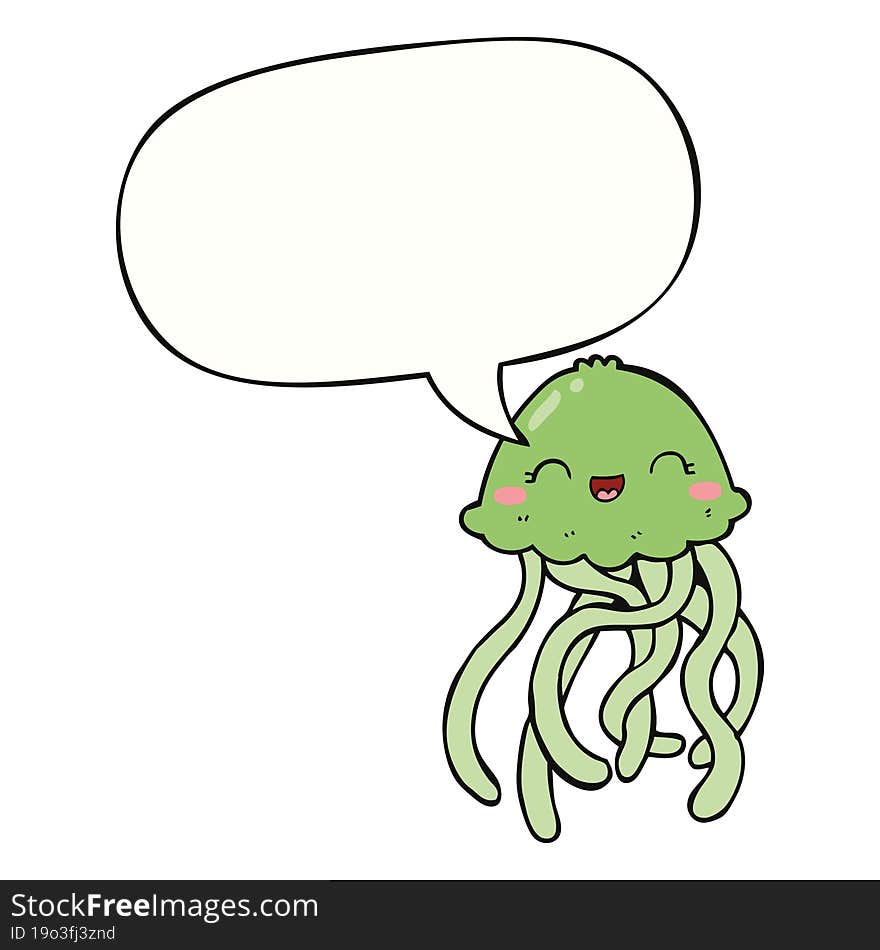 cute cartoon jellyfish and speech bubble