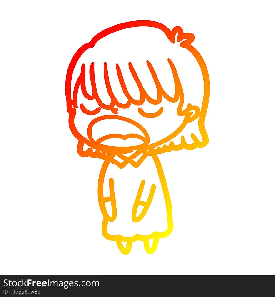 warm gradient line drawing cartoon woman talking loudly