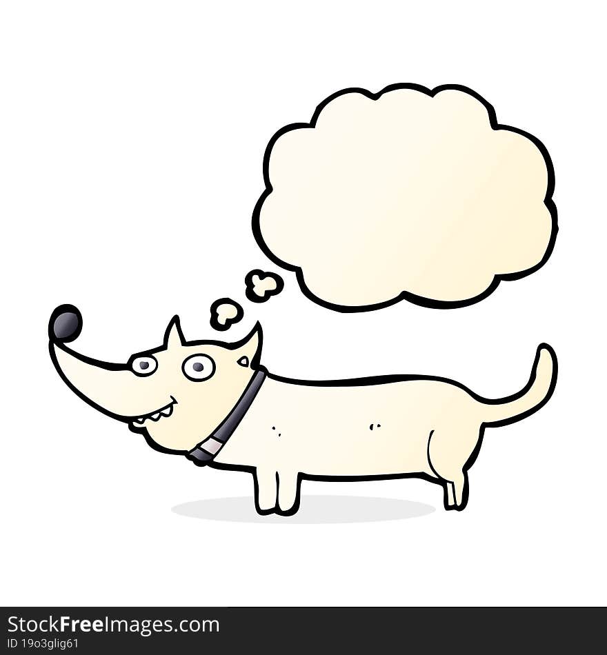 Cartoon Happy Dog With Thought Bubble