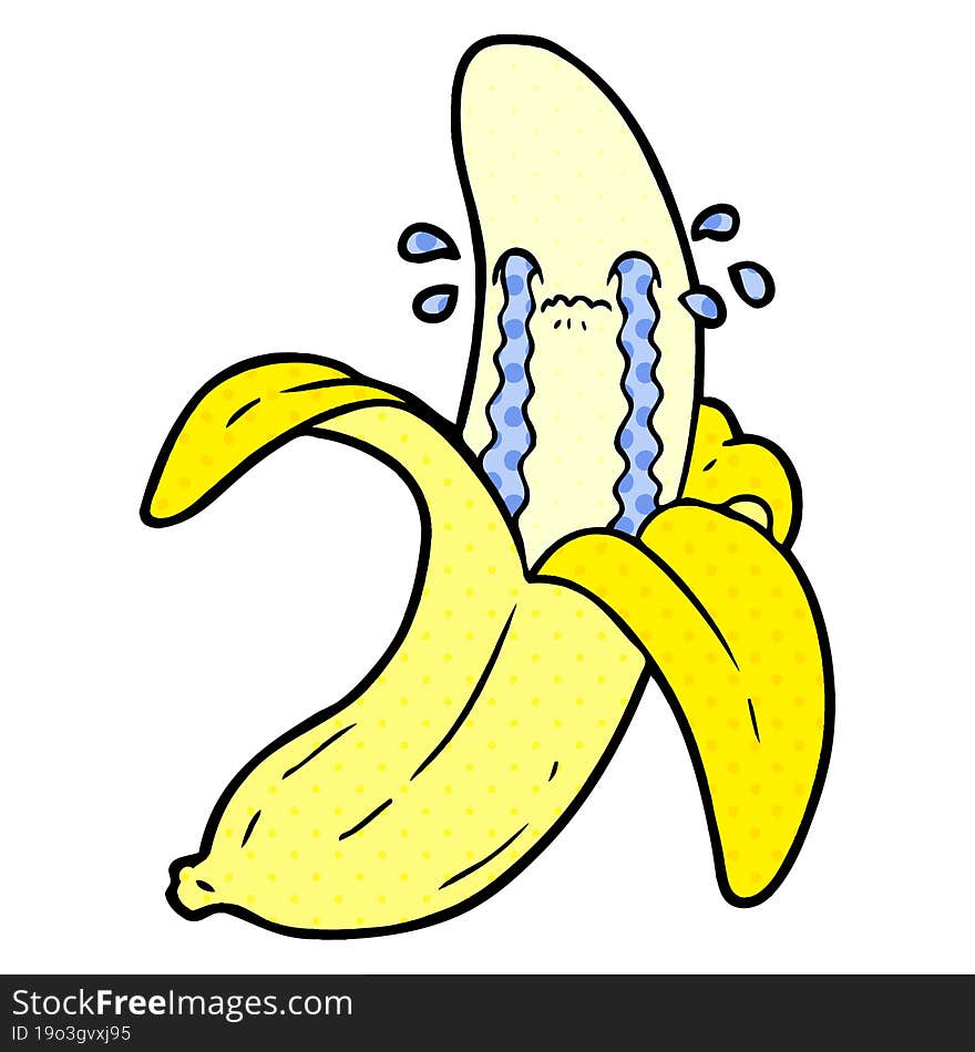 cartoon crying banana. cartoon crying banana