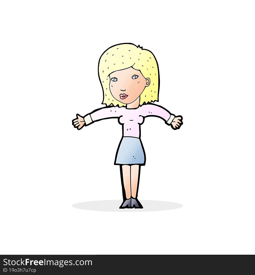 cartoon woman shrugging shoulders