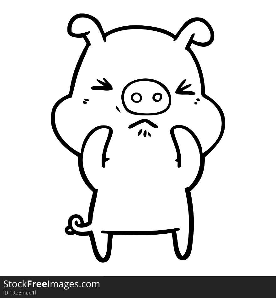 cartoon angry pig. cartoon angry pig