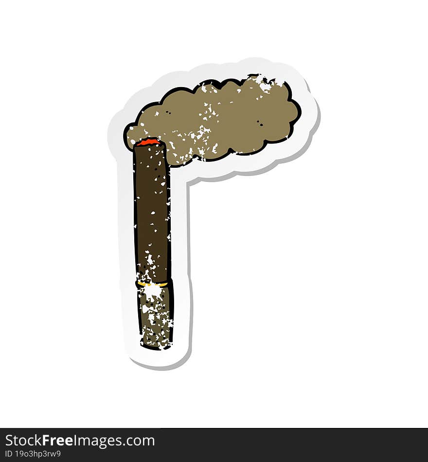 Retro Distressed Sticker Of A Cartoon Cigar