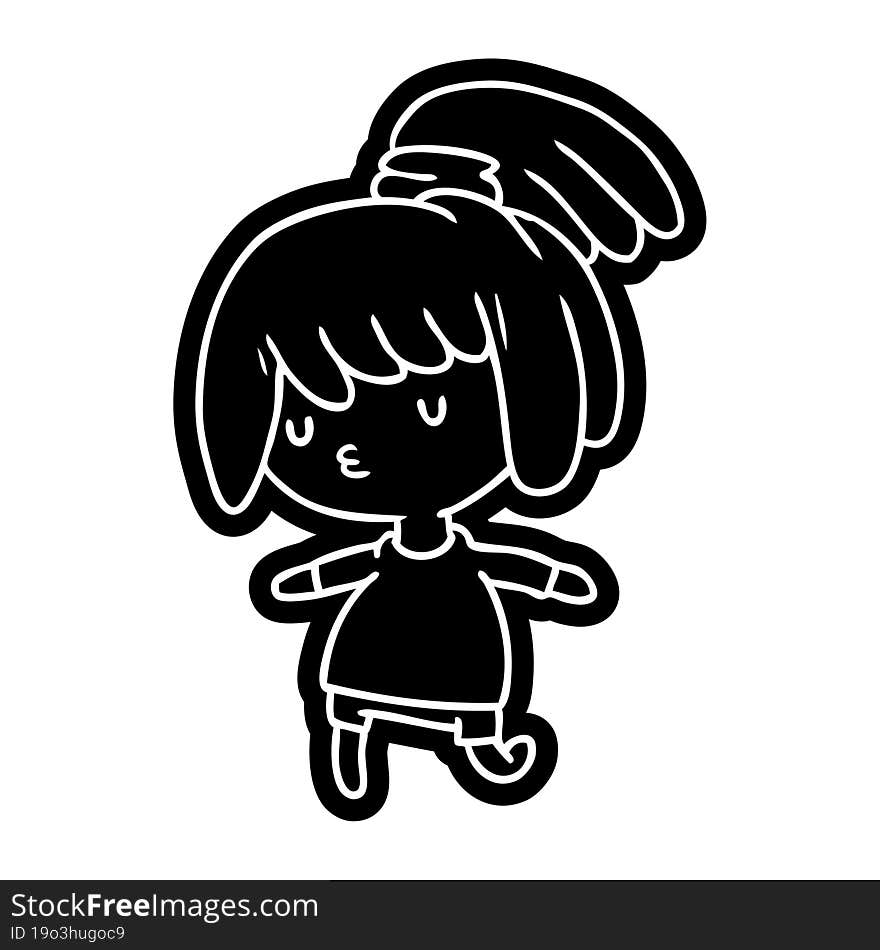 Cartoon Icon Of A Cute Kawaii Girl