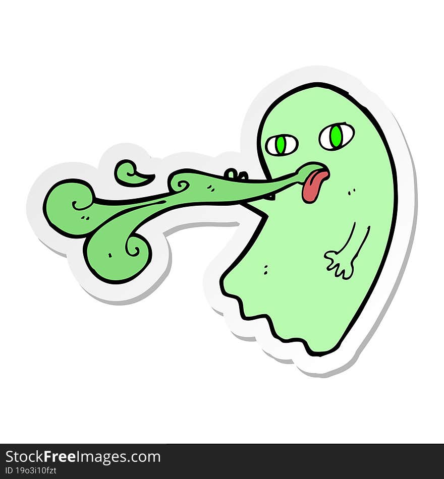 sticker of a funny cartoon ghost