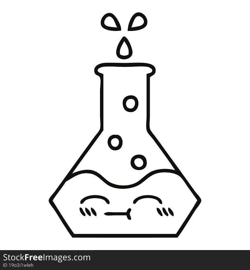 line drawing cartoon science beaker