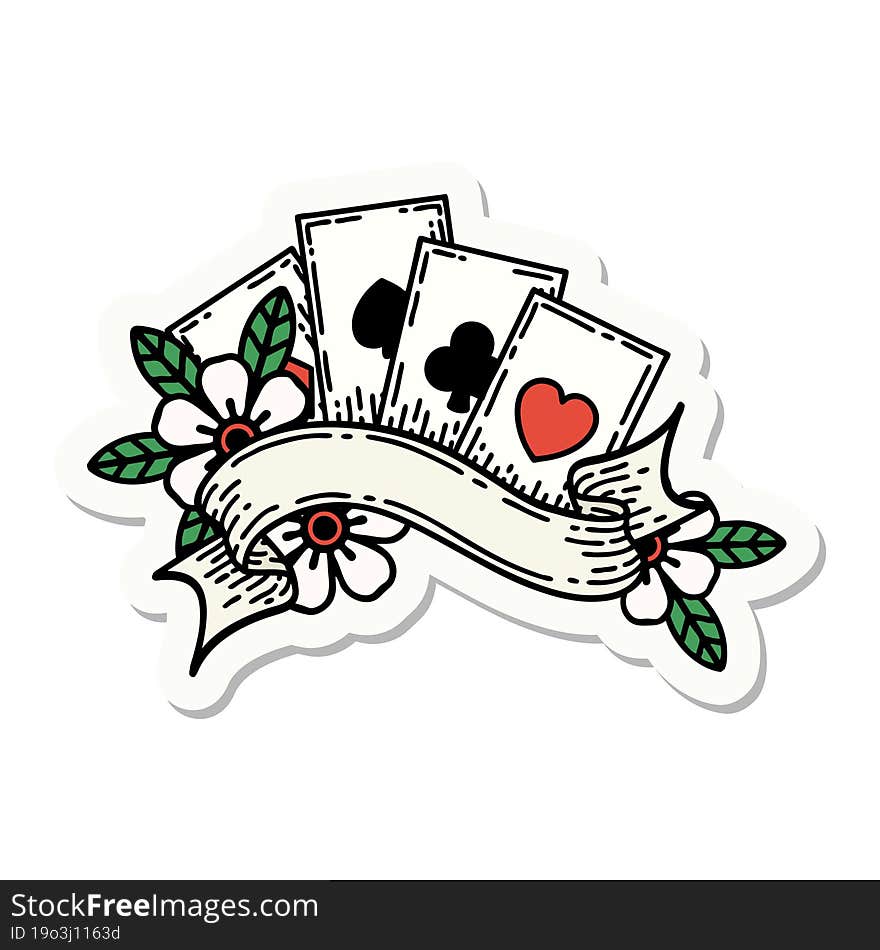 sticker of tattoo in traditional style of cards and banner. sticker of tattoo in traditional style of cards and banner