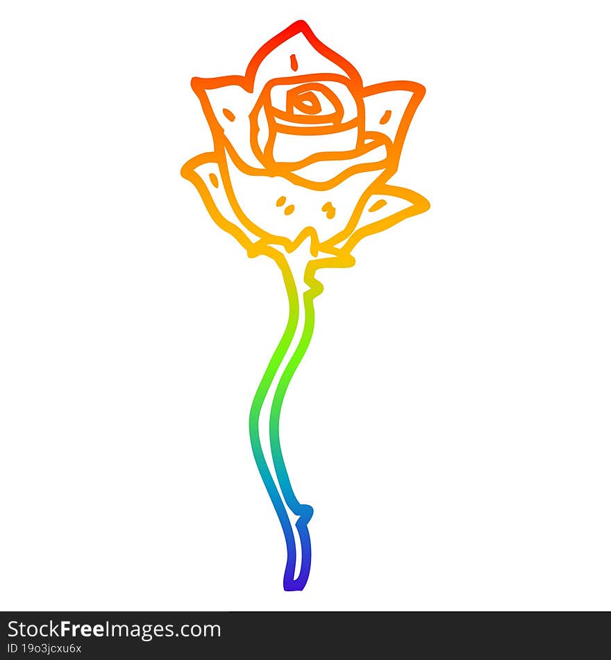 rainbow gradient line drawing cartoon white rose