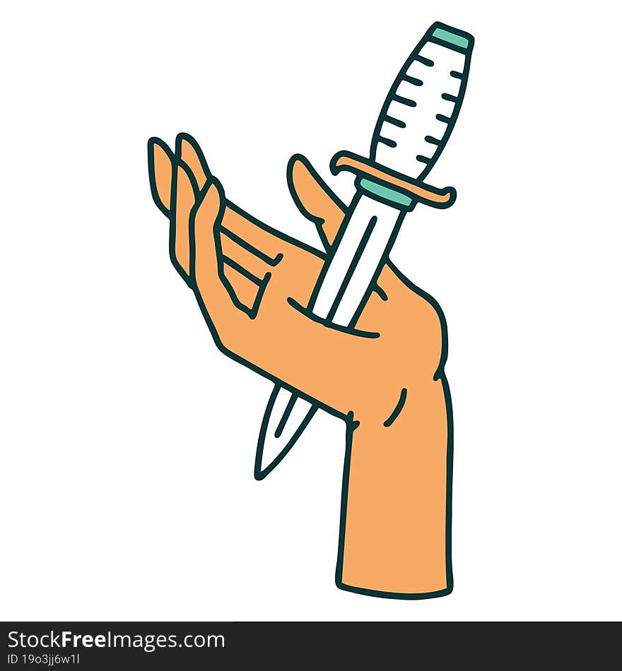 Tattoo Style Icon Of A Dagger In The Hand