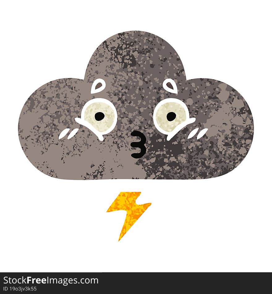 retro illustration style cartoon of a storm cloud