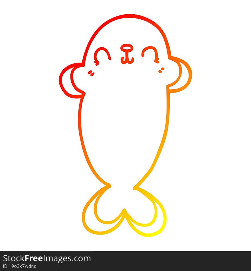 Warm Gradient Line Drawing Cartoon Seal