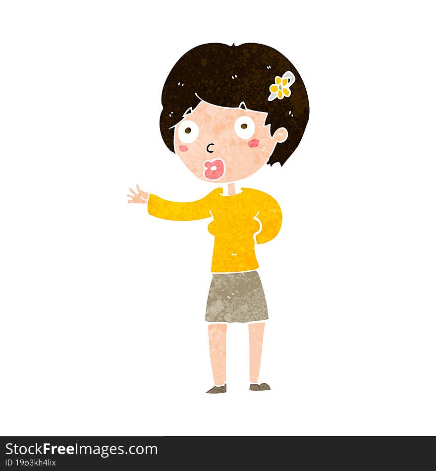 cartoon waving woman