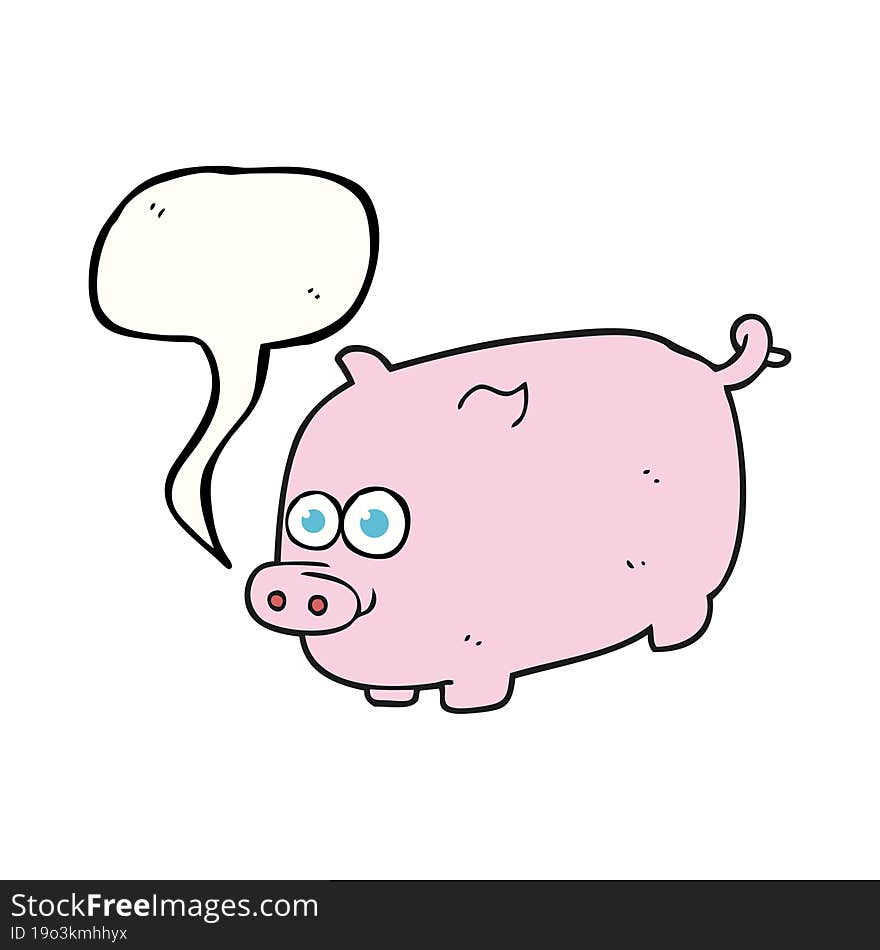 freehand drawn speech bubble cartoon pig