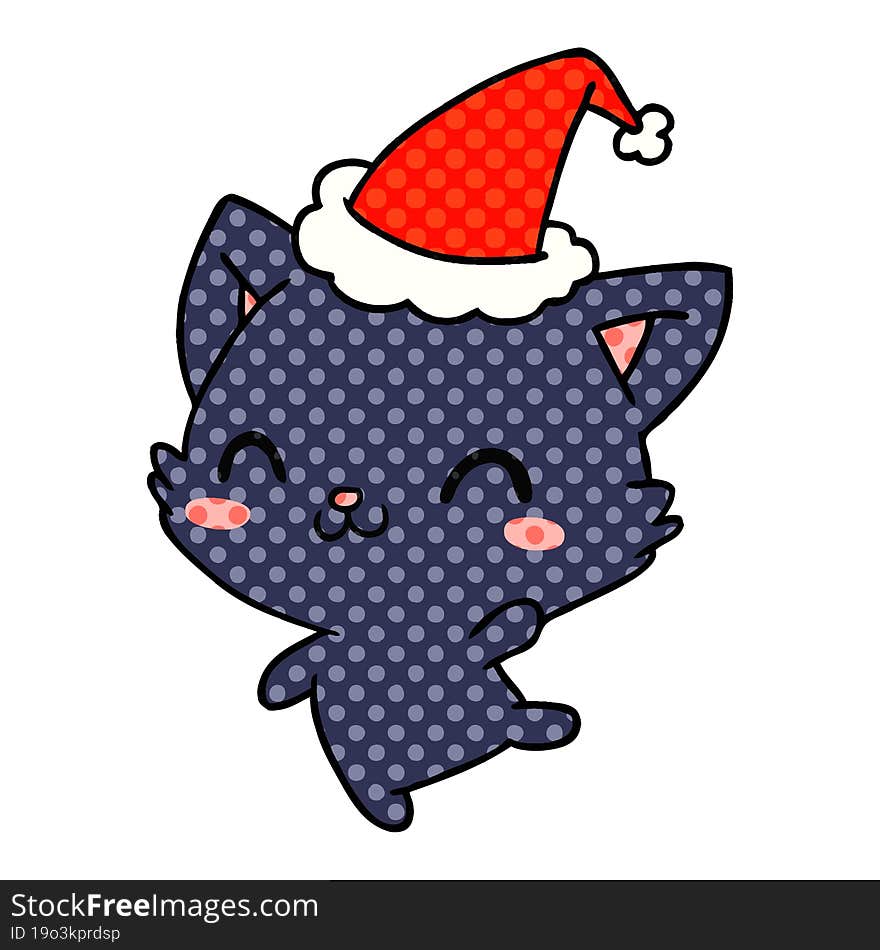 christmas cartoon of kawaii cat