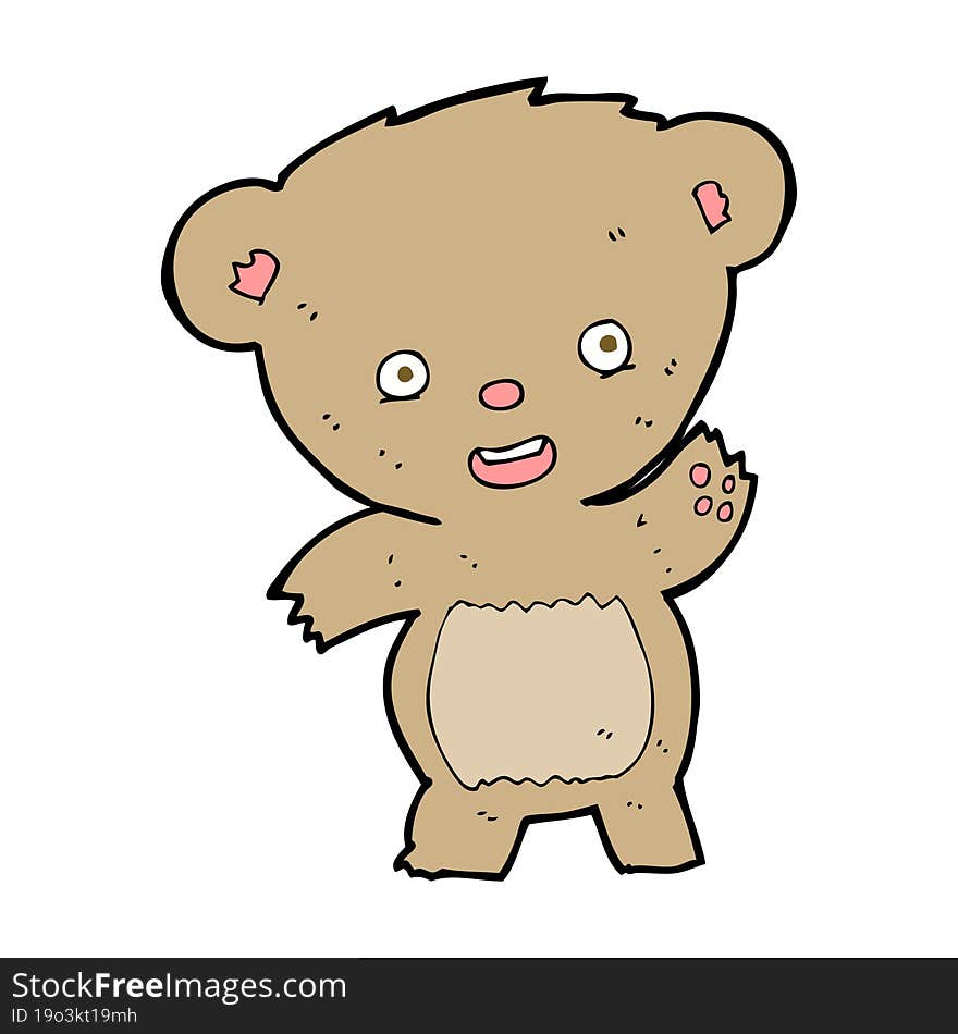 Cartoon Waving Teddy Bear