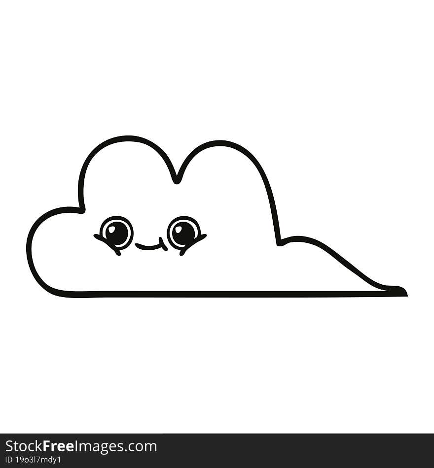 line drawing cartoon of a snow cloud