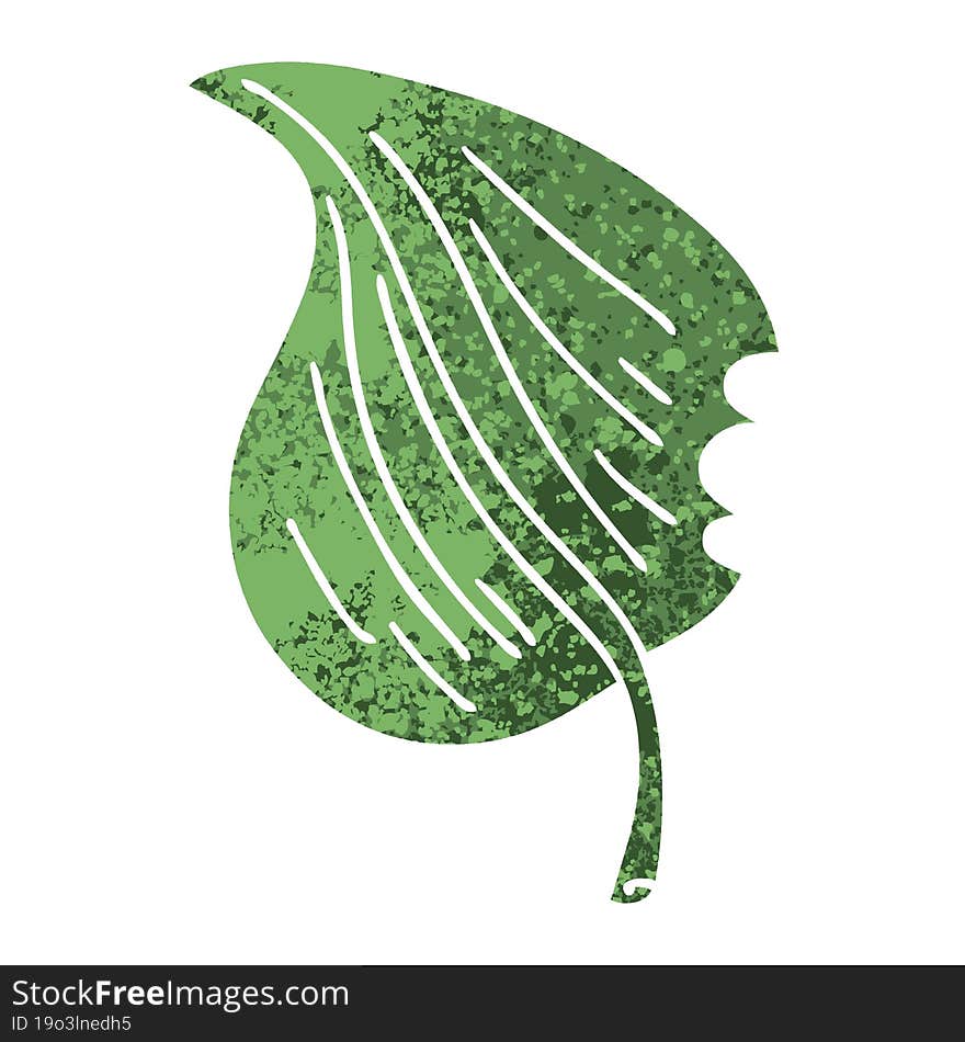 quirky retro illustration style cartoon munched leaf