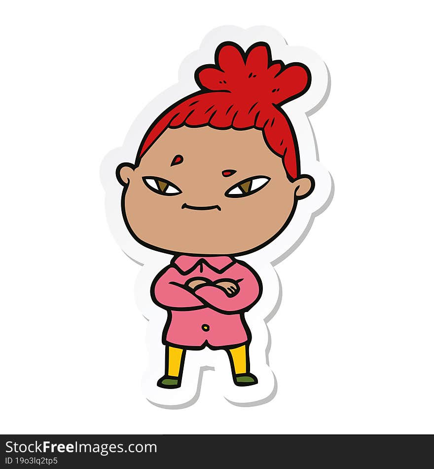 Sticker Of A Cartoon Woman