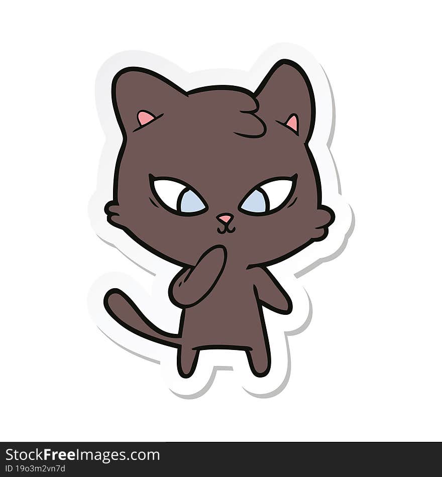 Sticker Of A Cute Cartoon Cat