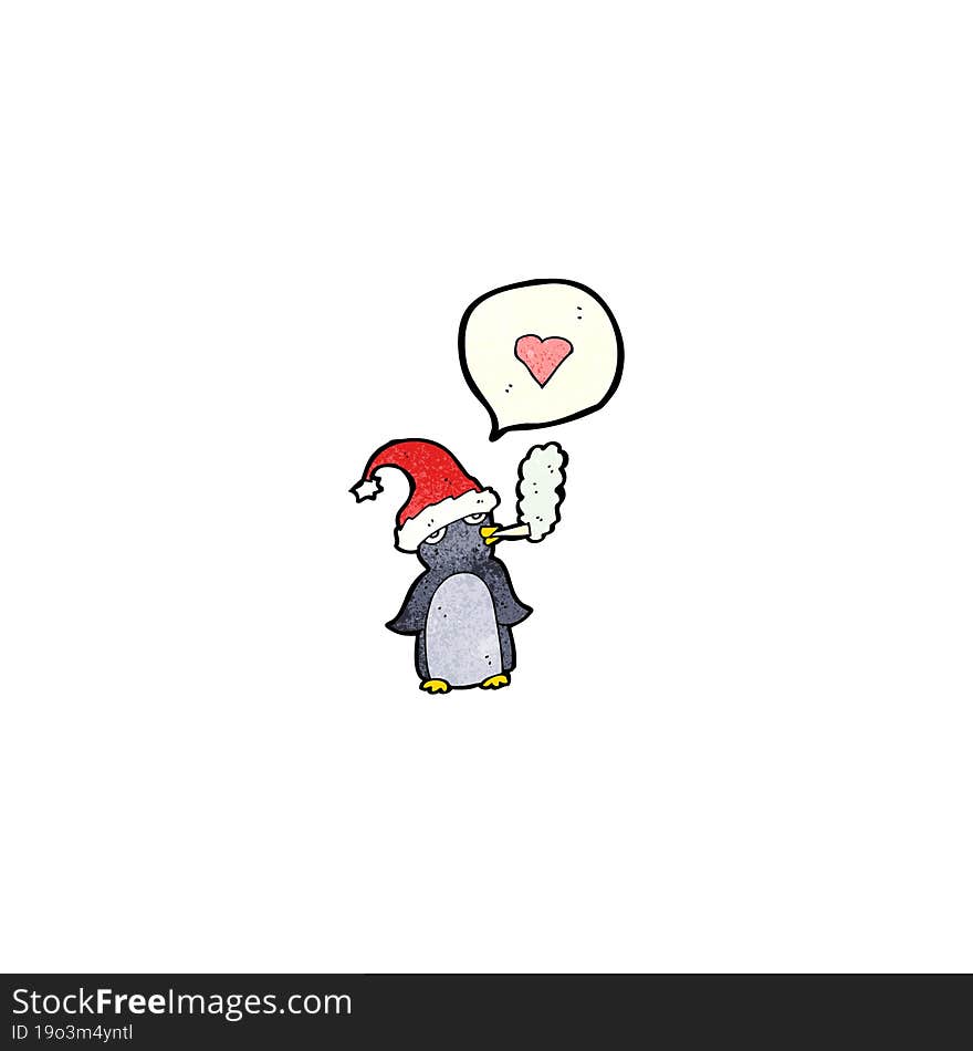 Cartoon Penguin Smoking Cigarette