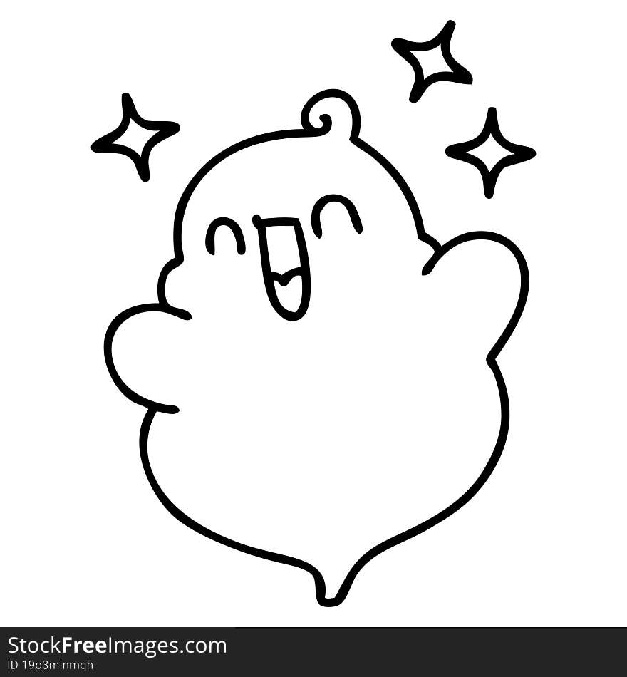 line doodle of a cute halloween ghost