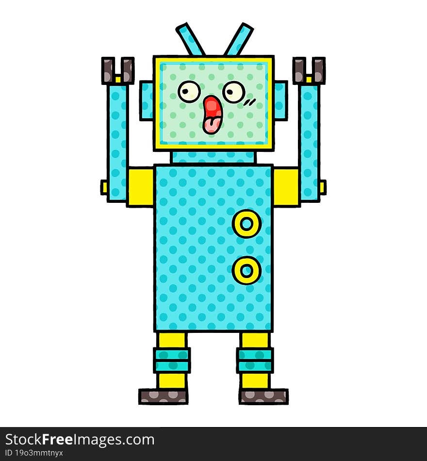 comic book style cartoon of a robot