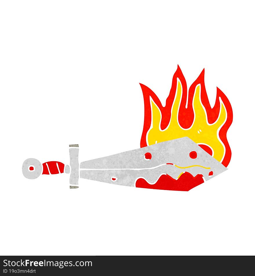 cartoon flaming sword