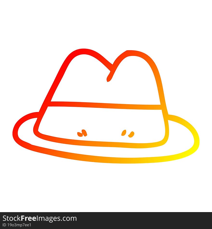 warm gradient line drawing cartoon hat