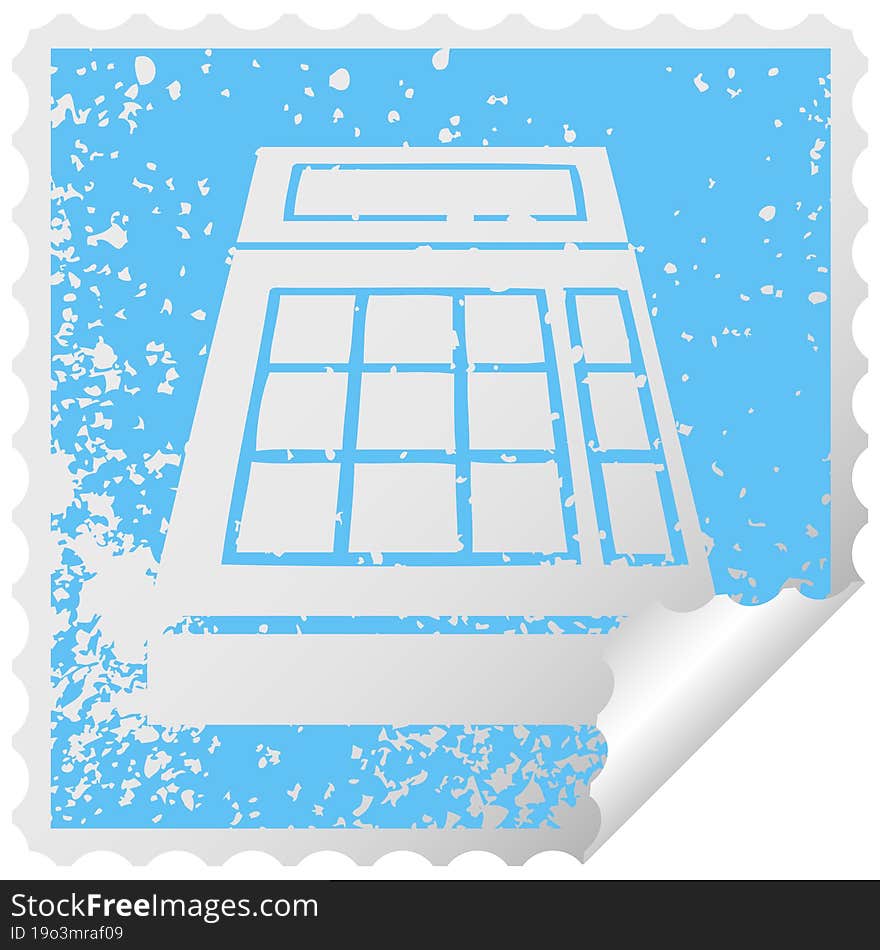 distressed square peeling sticker symbol school calculator