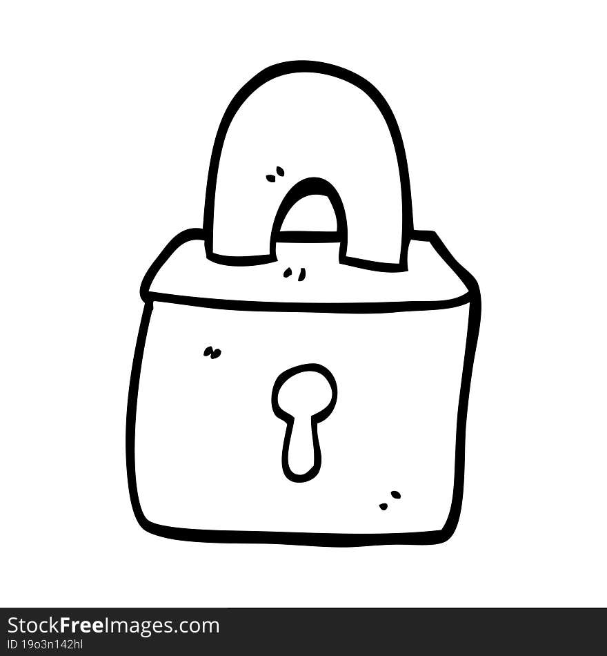 line drawing cartoon locked padlock