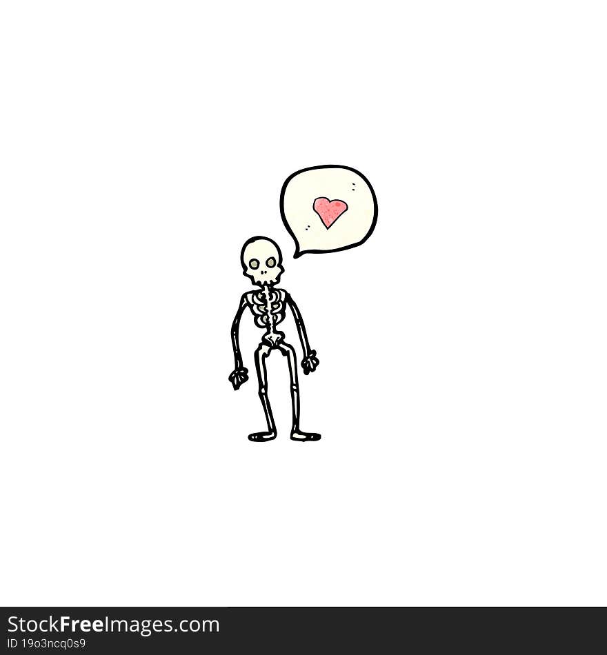 Cartoon Skeleton With Love Heart