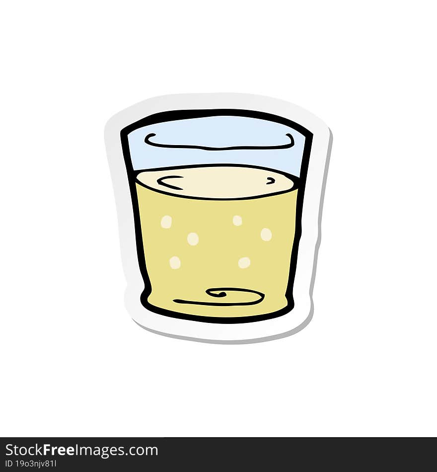 Sticker Of A Cartoon Whiskey Glass