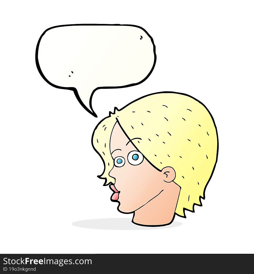 Cartoon Female Face With Speech Bubble