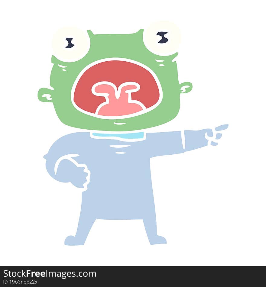 Flat Color Style Cartoon Weird Alien Shouting