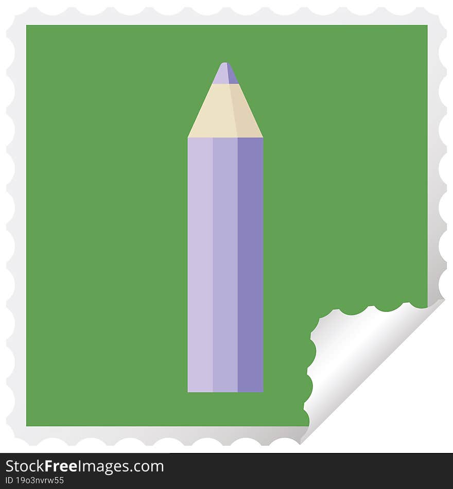 purple coloring pencil graphic square sticker stamp. purple coloring pencil graphic square sticker stamp