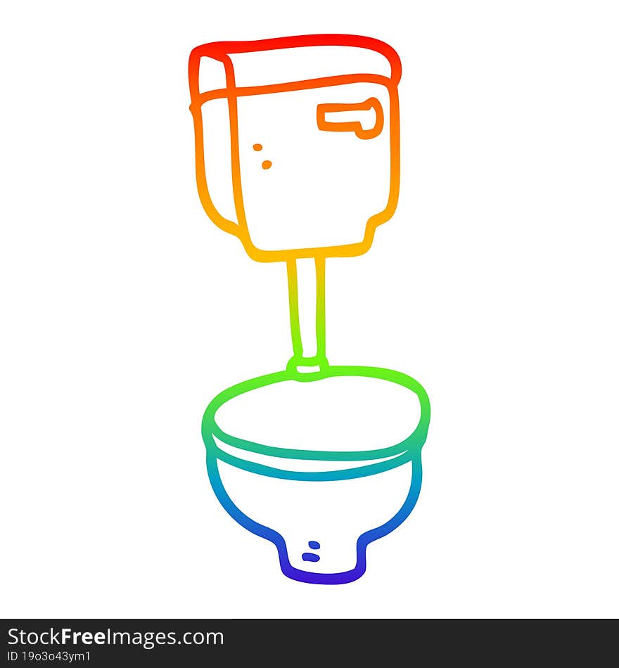 rainbow gradient line drawing cartoon closed toilet