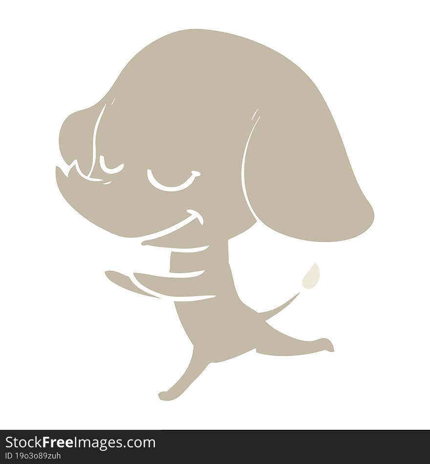 flat color style cartoon smiling elephant running