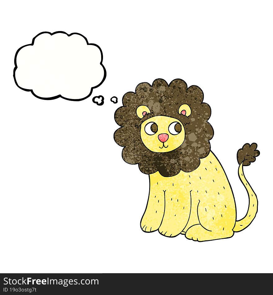 Thought Bubble Textured Cartoon Cute Lion