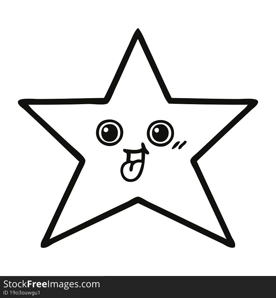 Line Drawing Cartoon Gold Star