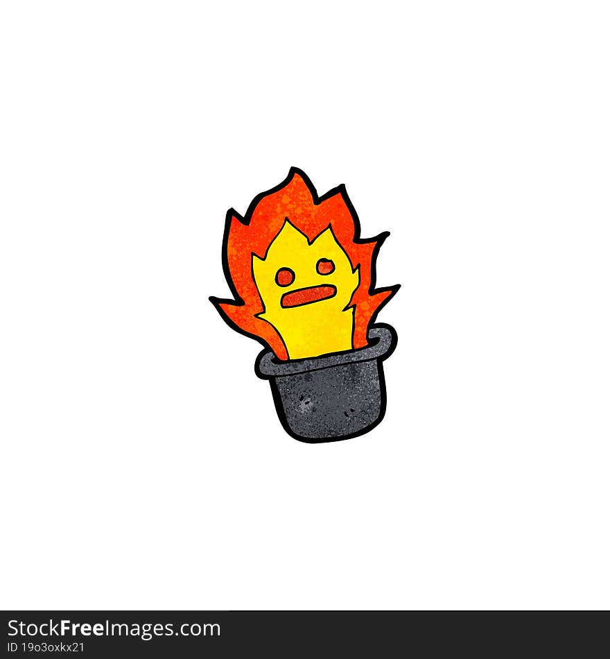 cartoon magic flaming top hat