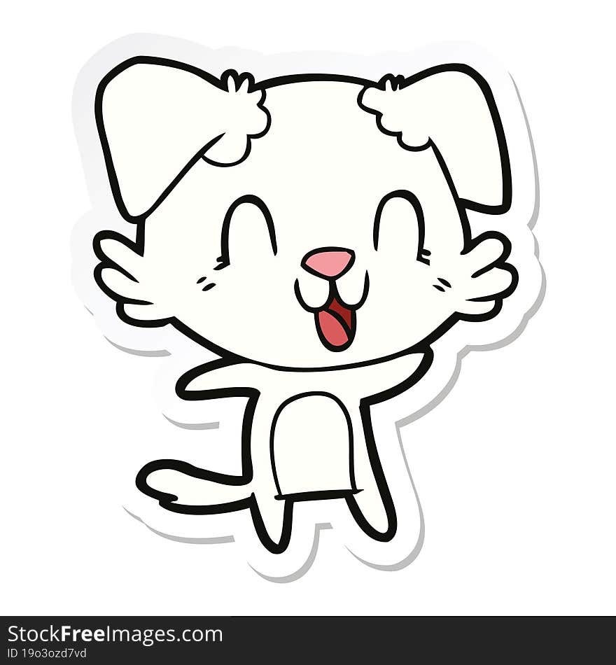 sticker of a laughing cartoon dog